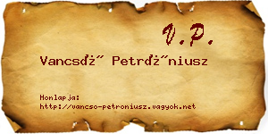 Vancsó Petróniusz névjegykártya